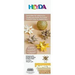 Papierstreifen-Set Fröbelsterne, gold-creme, 96 Streifen