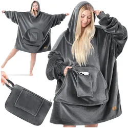 KESSER® Hoodie Decke Kuscheldecke mit Ärmeln Deckenpullover Vielseitig Tragbare Decke zum Anziehen für Damen & Herren, Sweatshirt Warm Kuschelpullover Erwachsene weich Ärmeldecke Oversize