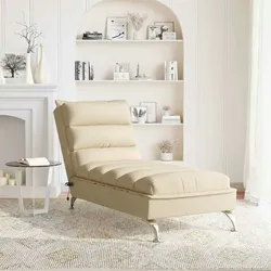 vidaXL Massage-Chaiselongue mit Kissen Creme Stoff