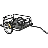 HOMCOM Lastenanhänger für Fahrrad Transportanhänger Fahrradanhänger Handwagen Kupplung faltbar Stahl Schwarz 139 x 71,5 x 49 cm   Aosom