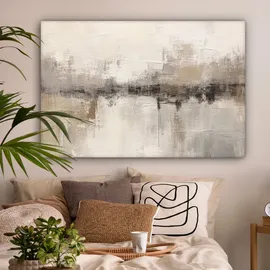 onlywow Leinwandbild, Moderne Kunst | Abstrakt - Beige, Groß 140x90 cm