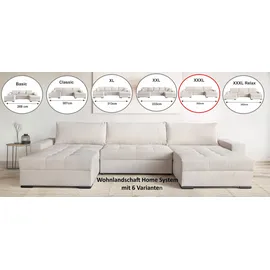 OTTO home Wohnlandschaft OTTO HOME "Home System U-Form, von B: 269-352 cm wählbar, 6 Varianten zur Auswahl", grau, B:352cm H:41cm T:161cm, 100%Polyester, Sofas, Wohnlandschaft, Bettfunktion, Bettkasten & Zierkissen, Federkern
