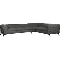 Leonique Chesterfield-Sofa »Amaury L-Form«, großes Ecksofa, Chesterfield-Optik, Breite 323 cm, Fußfarbe wählbar grau