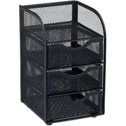 Relaxdays Schreibtischorganizer, Büroablage aus Metallgeflecht, Ablagebox für Bürobedarf, HxBxT: 21x12,5x13cm, silber