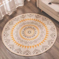 Greenf Mandala Runde Teppich Mit Quasten Böhmische Handwebteppich Retro Runder Baumwollteppich Abwaschbar Mit Ideal Für Wohnzimmer Schlafzimmer (90cm,L)