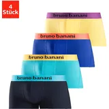 bruno banani Hipster, (Packung, 4 St.), knapp sitzende Boxershorts mit Logo Webbund aus Baumwollmischung Bruno Banani gelb, royalblau, türkis, navy
