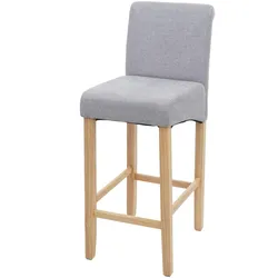 Mendler Barhocker HWC-C33, Barstuhl Tresenhocker, Holz ~ hellgrau, helle Beine, Stoff/Textil
