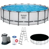 BESTWAY Steel Pro Max Frame Pool Set 549 x 132 cm lichtgrau inkl. Filterpumpe