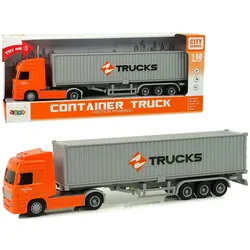 LEAN Toys Spielzeug-Auto LKW Licht Sound Friktions-LKW Truck Miniatur Spielzeug Auto Lastwagen orange