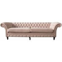 JVmoebel Chesterfield-Sofa 4 Sitzer Chesterfield Sofa handgefertigt in rosa Stoff rosa