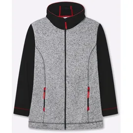 sheego Sweatjacke in schwarz-ecru-meliert | Gr.: 42,