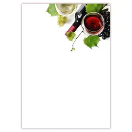 LYSCO Motiv Briefpapier (Wein-5035, DIN A4, 100 Blatt). Einseitig bedrucktes Briefpapier, sehr gut beschreibbar, Motivpapier für alle Drucker/Kopierer geeignet Motiv Wein Weintrauben Weinglas