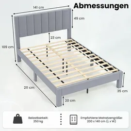 Costway Modell I 140 x 200 cm Grau