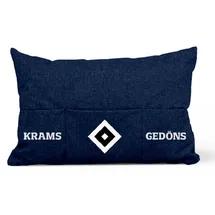 Hamburger SV HSV Hamburger SV Kissen Kopfkissen ** Gedöns ** dunkelblau, 100% Baumwolle, Polyester (recycelt), 45 x 26 cm