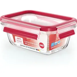 Emsa Clip&Close Glas rechteckig 450ml Aufbewahrungsbehälter Rot
