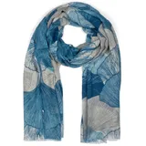 Stylebreaker Schal Ginkgo Leaves", Blätter Muster, Blau-Weiß | Gr.: onesize
