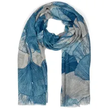 Stylebreaker Schal Ginkgo Leaves", Blätter Muster, Blau-Weiß | Gr.: onesize