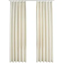 vidaXL Verdunkelungsvorhänge mit Haken 2 Stk. Samt Creme 140x245cm