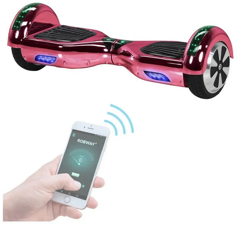 Robway Balance Scooter Hoverboard W1 inkl. Samsung Akku 6.5” inkl. integrierte Lautsprecher, 700,00 W, 15,00 km/h, (1 tlg), Self-Balance-Scooter - Bluetooth - Robway App - LED - Gyrosensoren rosa