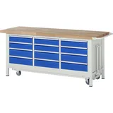Rau Werkbank mit Fahrgestell 8579, B2000xT700xH880mm, 12x Schublade-TA