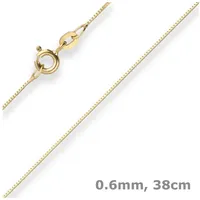 Schmuck Krone Goldkette 0,6mm Veneziakette aus 585 Gelbgold 38cm, Gold 585 goldfarben