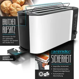 Arendo Frühstücksset, 1,5L Wasserkocher, Langschlitz Toaster 4-Scheiben, Weiß