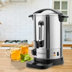 MONZANA® Glühweinkocher Edelstahl mit Zapfhahn 8,8L Glühweinkessel Heißgetränkespender Heißwasserspender