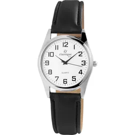 Classique Herrenuhr mit Kunstlederionsarmband - Schwarz/Weiß
