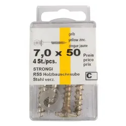 Schrauben für Bodenhülsen – 7 x 50 mm, verzinkter Stahl, selbstschneidend, 4er-Set, passend für Einschlagbodenhülsen 9 x 9 cm, ohne Vorbohren