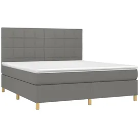 vidaXL Boxspringbett mit Matratze & LED Dunkelgrau 180x200 cm Stoff
