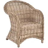 Kinder-Sessel, Kinderstuhl mit Armlehnen, Sessel aus Rattan  (Farbe Grau)