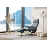 Stressless Stressless® Relaxsessel »View«, (Set, Relaxsessel mit Hocker), mit Hocker, mit Cross Base, Größe S, M & L, Holzakzent Braun, blau