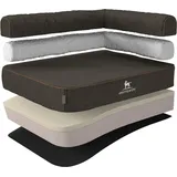 Knuffelwuff Orthopädisches Eck Hundebett Marlie aus Velours mit Handwebcharakter XXXL 140 x 100cm Lehne Rechts Schwarz - abnehmbarer Bezug - waschbar - für große, mittelgroße und kleine Hunde