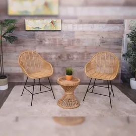 Mendler Esszimmerstuhl HWC-M28, Küchenstuhl Korbstuhl Rattansessel Rattanstuhl Stuhl, Kubu Rattan Metall