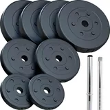 ScSPORTS® Langhantel Set - 17.5-30 kg, 30 mm, Verstellbar, Verchromt, 120/140/160 cm, mit Federverschluss - Langhantelstange, Hantelscheiben (27.5 KG (4 x 5 kg + 2 x 2.5 kg + 2 x 1.25 kg))