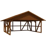 SKANHOLZ Skan Holz Carport Schwarzwald m. Dachschalung u. Rückwand 684 x 600 cm Nuss