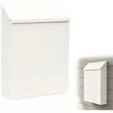 Wandbriefkasten Metall, 22 * 6.5 * 29cm Dekorativer Briefkasten mit Schlüsseln, Postkasten mit Schloss Klein, Eisenkunst Zaunbriefkasten für Zuhause Außendekoration Büro Garten (Weiß)