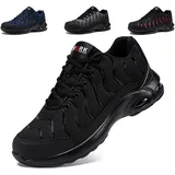 LARNMERN Arbeitsschuhe Damen Leicht Sicherheitsschuhe Komfort Schutzschuhe Atmungsaktive Stahlkappenschuhe Klassisch Stoßdämpfung Arbeit Schuhe Pannensichere Dämpfung S3 (Schwarz,37.5EU) - 37.5 EU