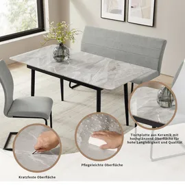 otto home Essgruppe »Stevian« Set, Ausziehbarer Esstisch + Bank + 2 Stühle, 4 Stk. tlg.