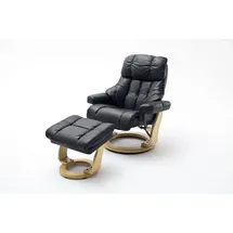 InnoSeat Relaxsessel CALGARY XXL Leder 97 x 110 x 180 cm Schwarz mit Hocker