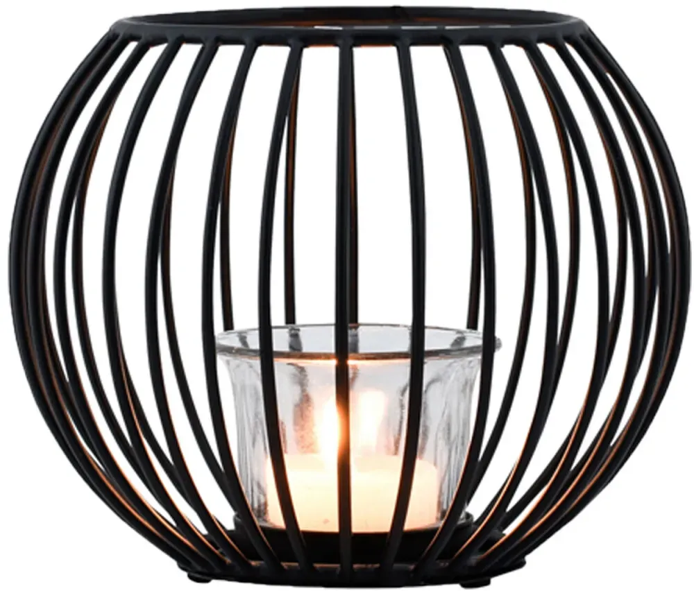Deko Windlicht Teelichthalter Kerzenhalter Spectro Schwarz Klein