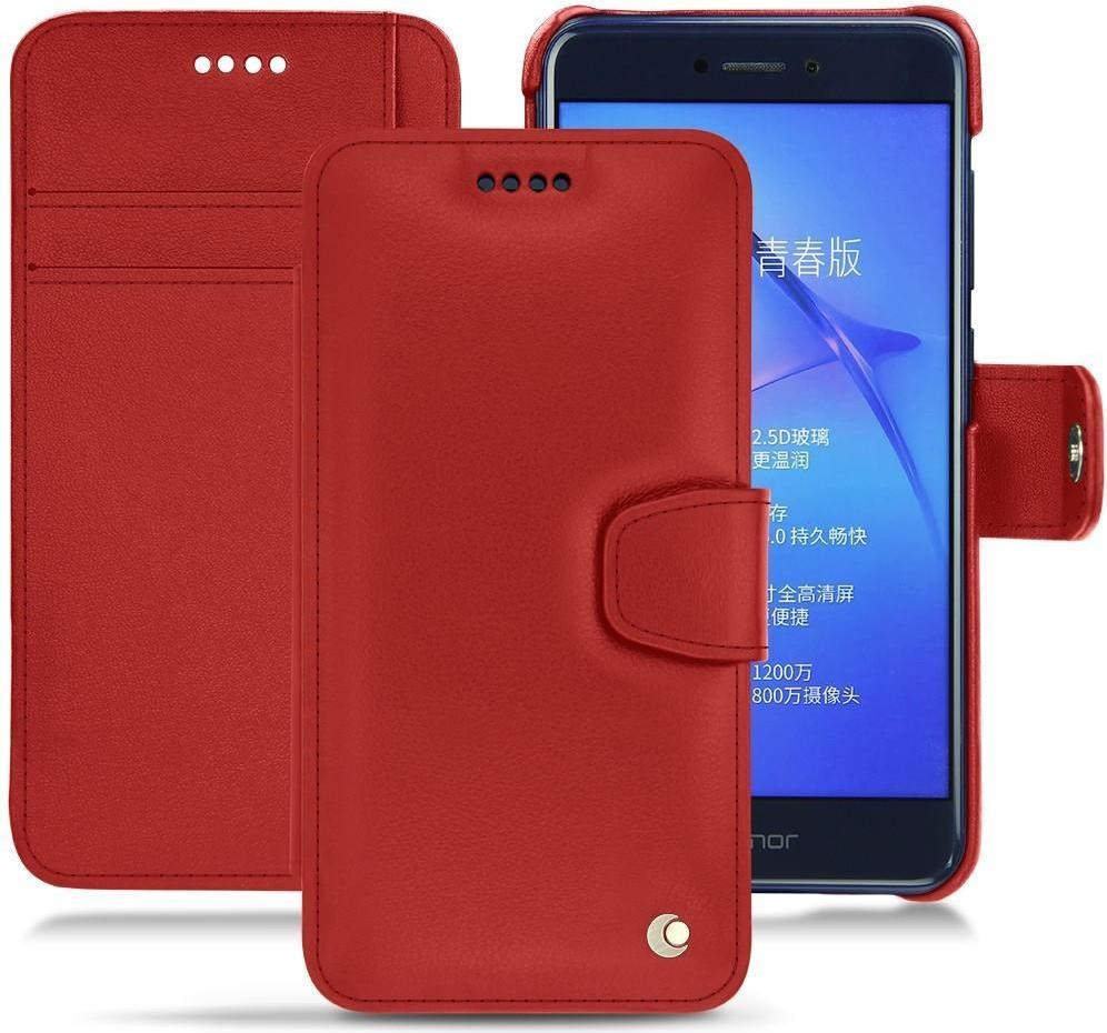 Noreve Lederschutzhülle Wallet (Huawei P8 Lite (2017)), Smartphone Hülle, Rot