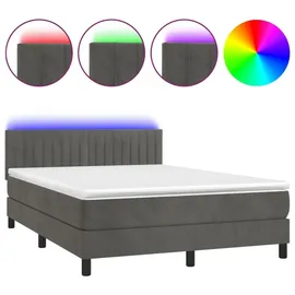vidaXL Boxspringbett 140 x 200 cm Dunkelgrau