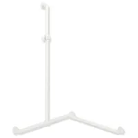 Hewi System 900 Duschhandlauf weiß tiefmatt mit verschiebbarer Brausehalterstange 1250 x 1185 x 765 mm