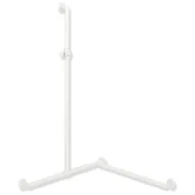 Hewi System 900 Duschhandlauf weiß tiefmatt mit verschiebbarer Brausehalterstange 1250 x 1185 x 765 mm