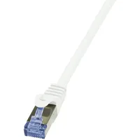Logilink CQ3111S RJ45 Patchkabel CAT 6a S/FTP Weiß Flammwidrig, mit Rastnasenschutz 1St.