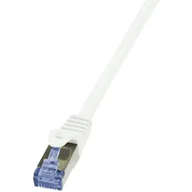 Logilink CQ3111S RJ45 Patchkabel Cat 6a S/FTP Weiß Flammwidrig, mit Rastnasenschutz 1St.