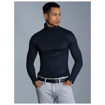 TRIGEMA Rollkragenshirt "TRIGEMA Rollkragenshirt", Herren, Gr. XL, blau (navy), Feinstrick, 95% Baumwolle, 5% Elastan, Basic, normal, ohne Ausschnitt, Shirts