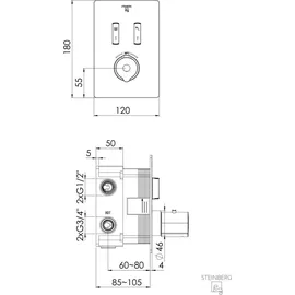 Steinberg Serie 390 Fertigmontageset Unterputzthermostat Brushed Gold