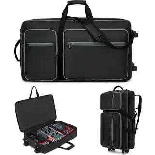 DJ-Tasche mit Rollen, kompatibel mit DDJ FLX10/1000/1000SRT/REV7/REV5/SCLIVE 4, DJ-Controller-Tasche für Pioneer DJ-Ausrüstung, DJ-Controller-Tasche mit Mehreren Taschen für DJ-Zubehör, weicher